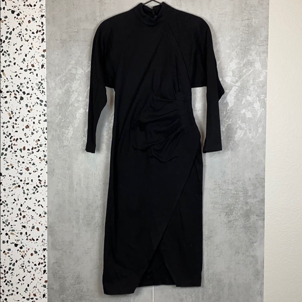 Vintage 80s black cotton cinched waist - Picture 2 of 10